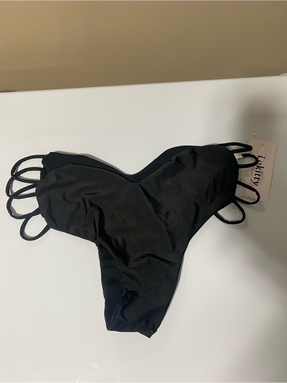 Women's Black Strappy Bikini Bottom
